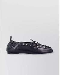 Ganni - Faux Leather Lace-Up Ballerina Flats - Lyst
