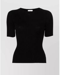 Courreges - Ribbed Mock Neck Short-Sleeve Knitted Top - Lyst