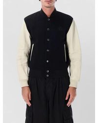 DIESEL - Wool Blend Colour Block Leather Sleeve Bomber Jacket - Lyst
