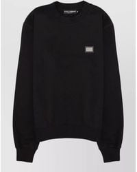 Dolce & Gabbana - Cotton Logo Patch Crewneck Sweatshirt - Lyst