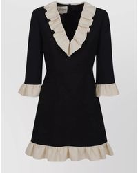 Valentino Garavani - Mini Crepe Couture Dress With Ruffled Trim - Lyst