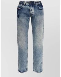 DIESEL - Straight Leg Denim Jeans Distressed Faded - Lyst