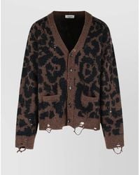 Laneus - Leopard Jacquard Cardigan - Lyst