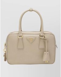 Prada - Structured Top Handle Tote Hardware - Lyst