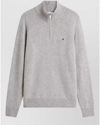Tommy Hilfiger - Lambswool Ribbed Quarter-Zip Mock-Neck Jumper - Lyst