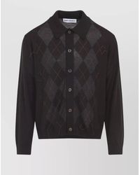 Our Legacy - Wool Argyle Long-Sleeve Polo Sweater - Lyst