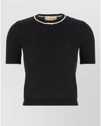 Valentino Garavani - Knit Top Contrast Trim Ribbed Hem Sleeves - Lyst
