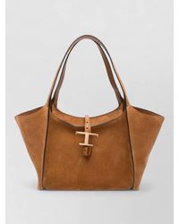 Tod's - T Timeless Small Suede Leather Tote Bag - Lyst