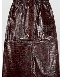 Alysi - Crocodile Effect Leather Midi A-Line Skirt - Lyst