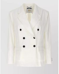 Moschino - Double-Breasted Blazer With Buttoned Cuffs - Lyst