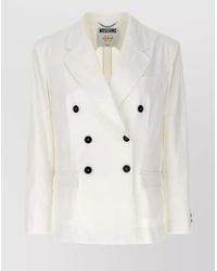 Moschino - Double-Breasted Blazer With Buttoned Cuffs - Lyst