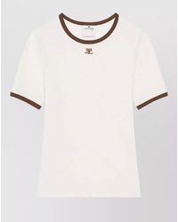 Courreges - Cotton Contrast-Ribbed Crew-Neck Short-Sleeve T-Shirt - Lyst