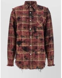 R13 - Checked Fringed Asymmetric Cotton Shirt - Lyst
