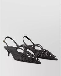 Balmain - Leather Kitten Heel Mules - Lyst