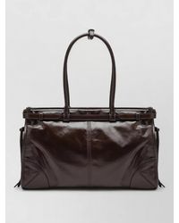 Prada - Structured Tote Bag Smooth Leather Handles - Lyst
