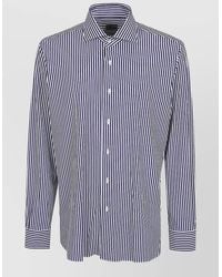 Barba Napoli - Striped Long Sleeve Neck Detail Shirt - Lyst