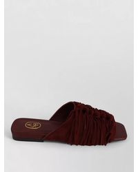 Ash - Brigitte Suede Leather Fringe Flat Mules - Lyst