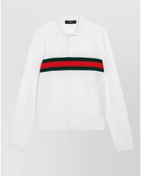 Gucci - Striped Polo Knit Long Sleeve Sweater - Lyst