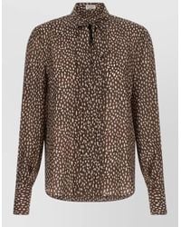 Brunello Cucinelli - Silk Shirt Lavallière Collar Polka Dots - Lyst