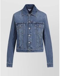 Bottega Veneta - Long Sleeve Pointed Collar Denim Jacket - Lyst