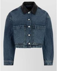 Anine Bing - Yuma Denim Jacket Contrast Collar Cropped - Lyst