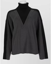 MM6 by Maison Margiela - Merino Wool Two-Tone Ribbed High-Neck Sweater - Lyst