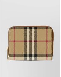 Burberry - Checked Canvas Zip Around Wallet - Lyst
