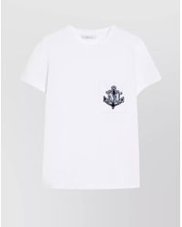 Max Mara - Cotton Embroidered Jersey Short-Sleeve T-Shirt - Lyst