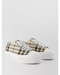 Burberry - Check Pattern Platform Sole Training Sneakers - Lyst