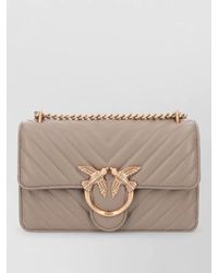 Pinko - Quilted Shoulder Bag Chain Strap Bird Motif - Lyst