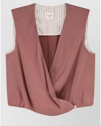 Alysi - Satin Top Draped Front Elasticated Hem Neckline - Lyst