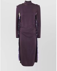 Maison Margiela - Silk High Neck Long Sleeve Gathered Midi Dress - Lyst