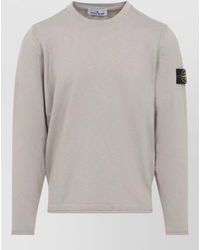 Stone Island - Crew Neck Cotton Blend Knit Sweater - Lyst