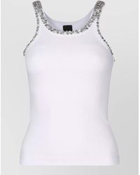 Pinko - Crystal Embellished Ribbed Tank Top - Lyst