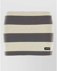 Miu Miu - Striped Embroidered Cotton Mini Skirt - Lyst