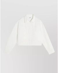 Maison Kitsuné - Cropped Denim Jacket Collared Buttoned Cuffs - Lyst