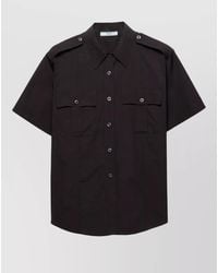 Prada - Utility Poplin Shirt Short Sleeves Epaulettes - Lyst