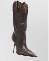 Paris Texas - Leather Knee-High Pointed-Toe Stiletto Heel Western Boots - Lyst