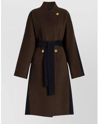 Alberta Ferretti - Long Wool Cashmere Coat Belt Detail - Lyst