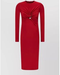 Versace - Viscose Jersey Long-Sleeve Crew-Neck Midi Dress - Lyst
