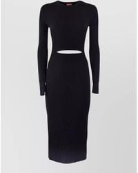 DIESEL - Crew Neck Cut Out Ribbed Midi Dress - Lyst
