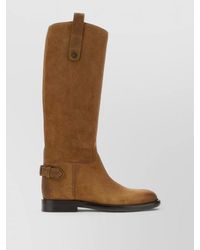 Burberry - Suede Cavalier Boots Buckle Detail Tall - Lyst