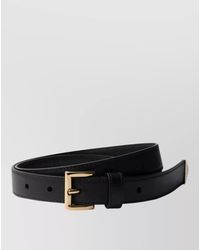 Prada - Slim Leather Belt Logo Detail - Lyst