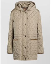 Burberry - Quilted Hooded Nylon Coat Front Pockets Long - Lyst
