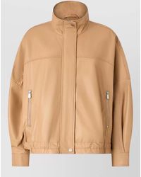 Pinko - Nappa Leather Jacket High Collar Zip - Lyst