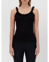 McQueen - Logo Sleeveless Scoop Neck Ribbed Trim Tops - Lyst