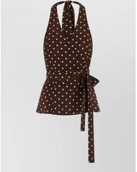 P.A.R.O.S.H. - Halterneck Wrap Top Tie Waist Polka Dots - Lyst