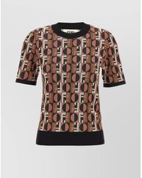 Fendi - Ribbed Jacquard Short-Sleeve Crew-Neck Knitted Top - Lyst