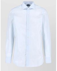 Finamore 1925 - Shirt Button Down Collar Curved Hem Long Sleeves - Lyst