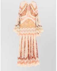 Zimmermann - Floral-Print Lace-Paneled High-Neck Long-Sleeve Flared-Hem Maxi Dress - Lyst
